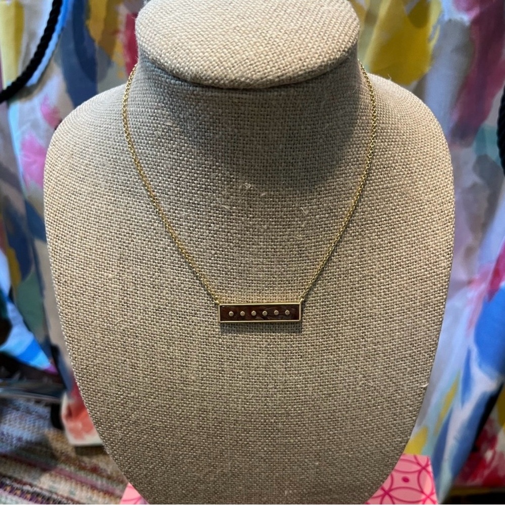 Lucky Brand Gold-Tone Bar Necklace with Accent Stones